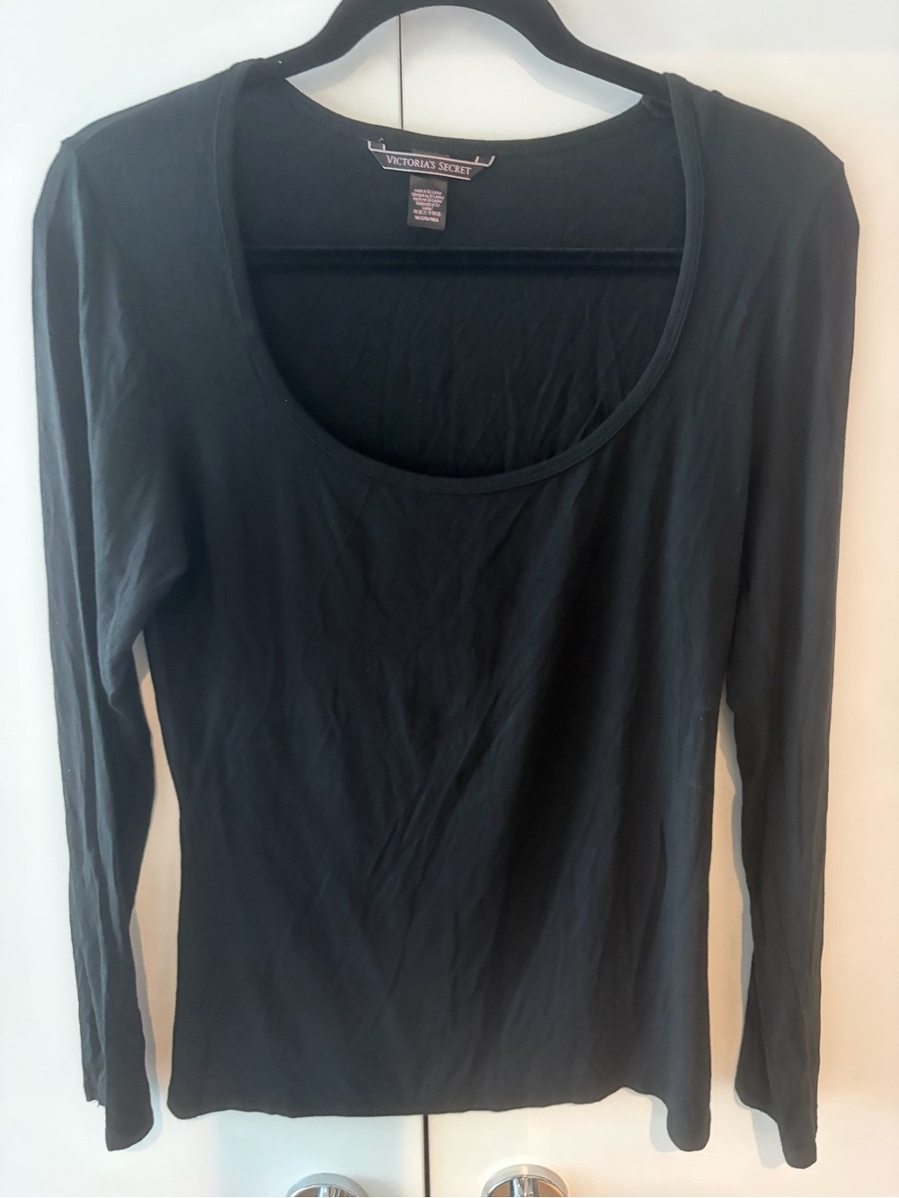 Victoria's Secret Black Scoop-Neck Long Sleeve Top